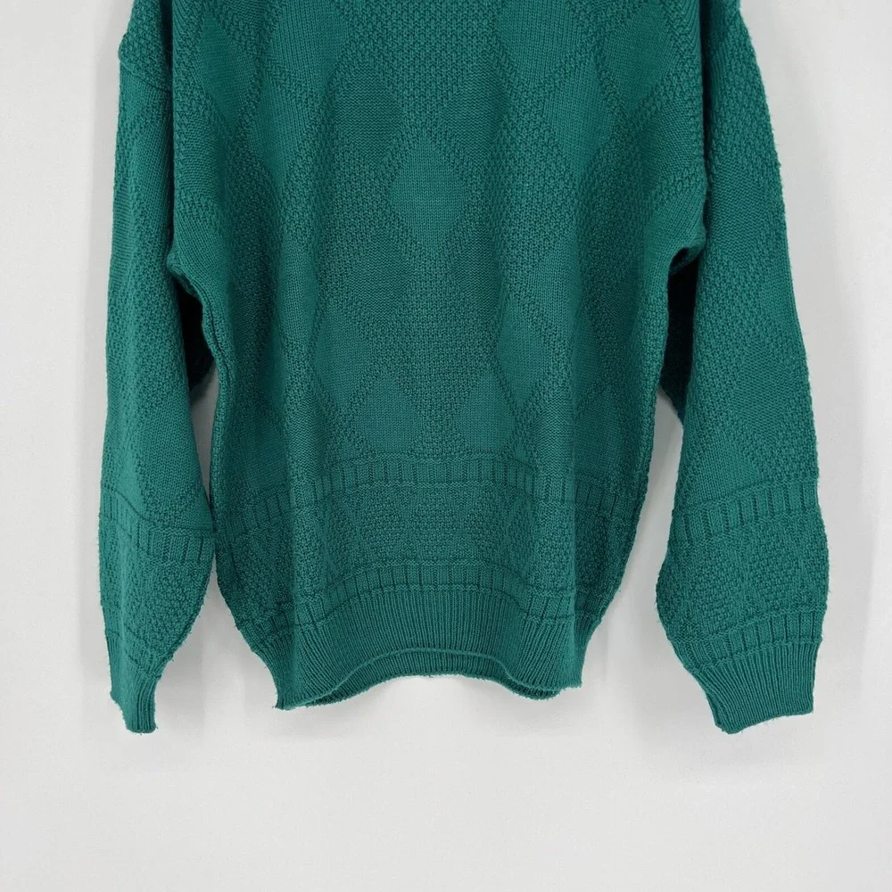 St Michael Sweater Mens L/‎ 50 VTG Green Diamond Argyle Grandpa Retro